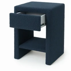 Hockers*Beddenbriljant OP=OP Hocker met 1 lade Teddy Donkerblauw