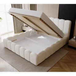 Gestoffeerd Bed*Beddenbriljant OP=OP Opberg Bed Boris 180 x 200 Chenille Grijs