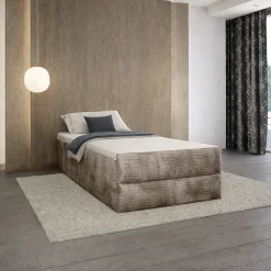 Boxspring Met Opbergruimte*Beddenbriljant OP=OP Vaste Boxspring Croco - Zonder Hoofdbord | 80 x 220 Velvet Beige |Incl. Voetbord