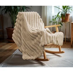 Bedspreien*Beddenbriljant Rib Rabbit Fur - plaid Zand (150 x 200)