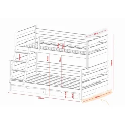 Stapelbed|Kinderbed*Beddenbriljant Stapelbed met Lade Faas - 3-persoons - 90/120 x 200 - Kinderbed - Leverbaar in 8 kleuren!