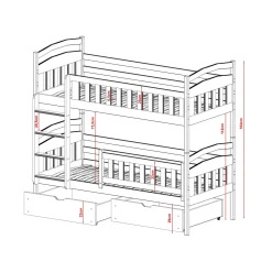 Stapelbed|Kinderbed*Beddenbriljant Stapelbed met Lade Ilias - 2-persoons - 90 x 200 - Direct Leverbaar!