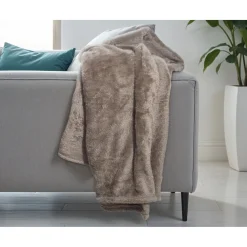 Bedspreien*Beddenbriljant Teddy - plaid Diep Taupe (150 x 200)