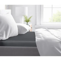 Topper Hoeslakens*Beddenbriljant Topper Hoeslaken 100 % Katoen-Satijn Antraciet