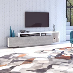Tv Meubels*Beddenbriljant TV-meubel Bologna - Grijs / Wit