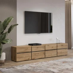 Tv Meubels*Beddenbriljant TV-meubel Crotone - 4-kleps incl. 4 lades - Wotan Eiken