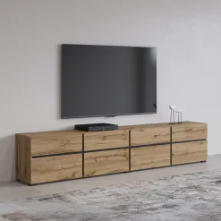 Tv Meubels*Beddenbriljant TV-meubel Crotone - 4-kleps incl. 4 lades - Wotan Eiken