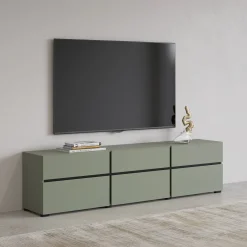 Tv Meubels*Beddenbriljant TV-meubel Crotone - 3-kleps incl. 3 lades - Groen