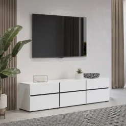 Tv Meubels*Beddenbriljant TV-meubel Crotone - 3-kleps incl. 3 lades - Wit