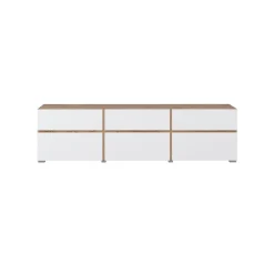 Tv Meubels*Beddenbriljant TV-meubel Crotone - 3-kleps incl. 3 lades - Wotan Eiken / Wit