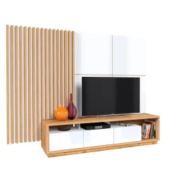 Tv Meubels*Beddenbriljant Wandcombinatie Celano - Wotan Eiken / Wit