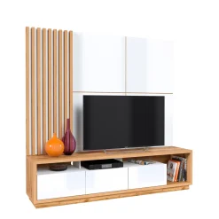 Tv Meubels*Beddenbriljant Wandcombinatie Celano - Wotan Eiken / Wit
