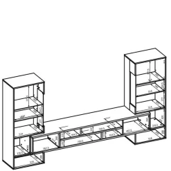 Tv Meubels*Beddenbriljant Wandcombinatie Koblenz - Walnoot / Zwart
